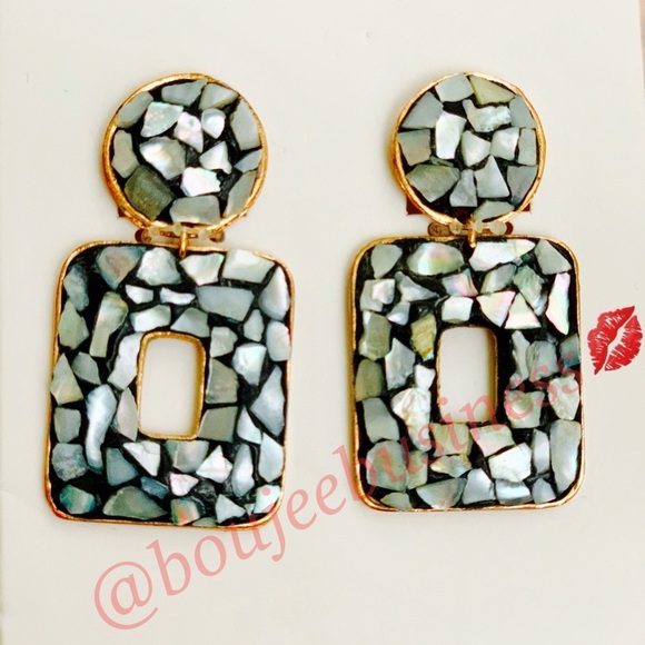 ZARA Geometric Mother Of Pearl Earrings - Picture 8 of 8